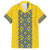 Blue Ukraine Folk Patterns Family Matching Off The Shoulder Long Sleeve Dress and Hawaiian Shirt Simple Style