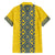 Blue Ukraine Folk Patterns Family Matching Off The Shoulder Long Sleeve Dress and Hawaiian Shirt Simple Style