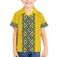 Blue Ukraine Folk Patterns Family Matching Puletasi and Hawaiian Shirt Simple Style