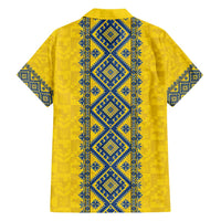 Blue Ukraine Folk Patterns Family Matching Short Sleeve Bodycon Dress and Hawaiian Shirt Simple Style