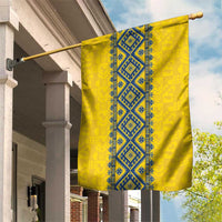 Blue Ukraine Folk Patterns Garden Flag Simple Style