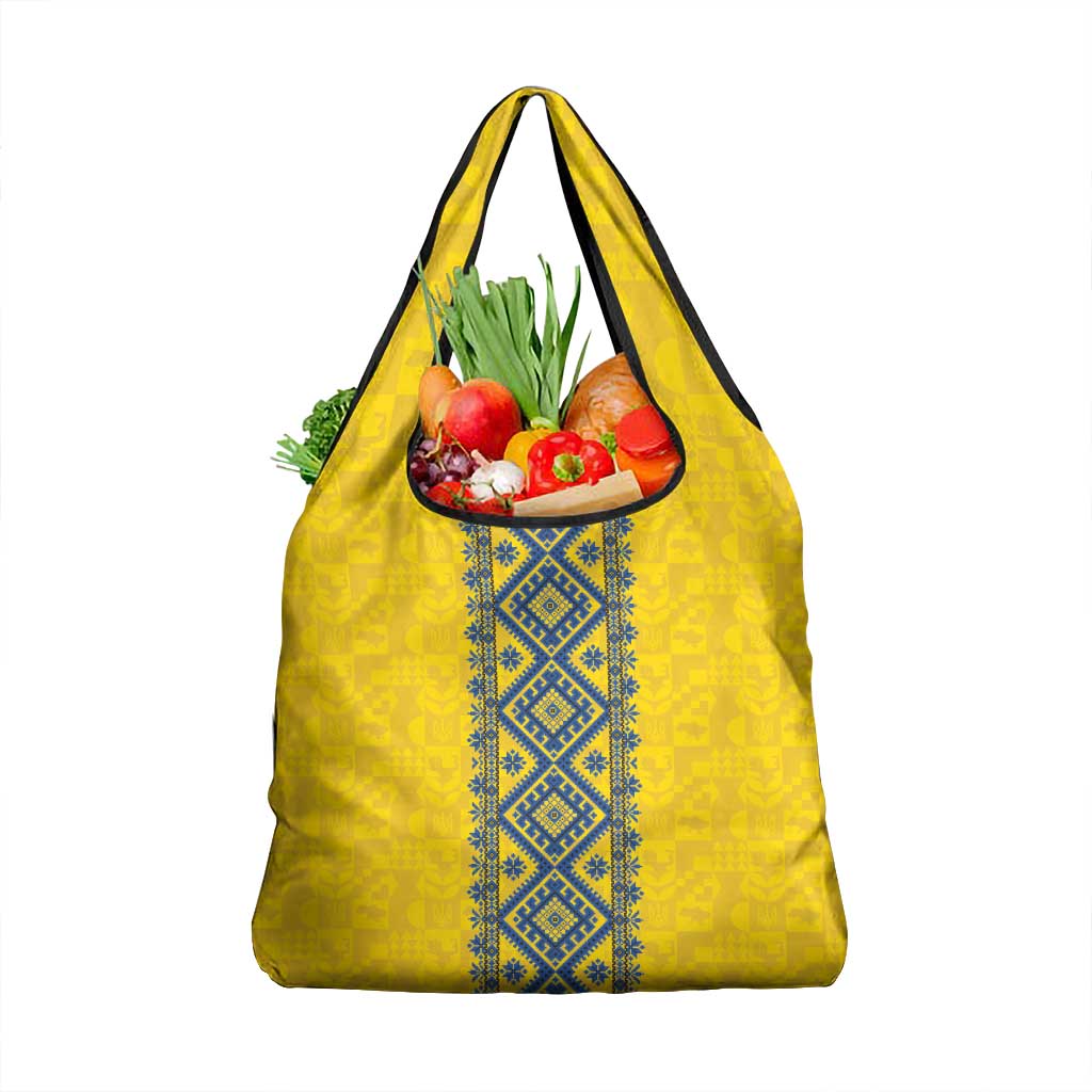 Blue Ukraine Folk Patterns Grocery Bag Simple Style