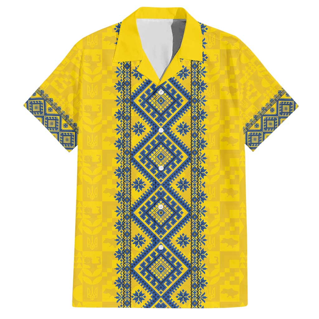 Blue Ukraine Folk Patterns Hawaiian Shirt Simple Style