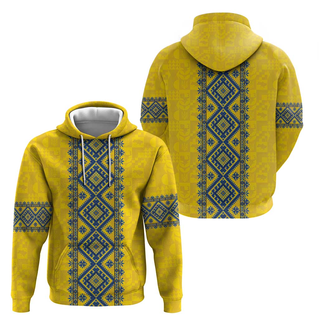 Blue Ukraine Folk Patterns Hoodie Simple Style