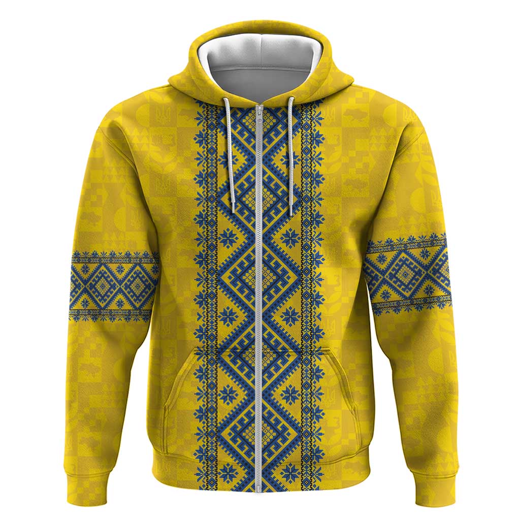 Blue Ukraine Folk Patterns Hoodie Simple Style