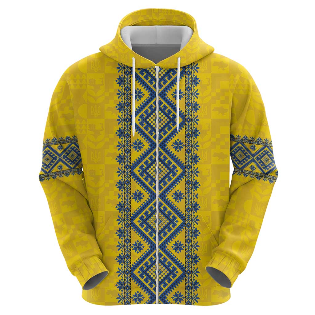 Blue Ukraine Folk Patterns Hoodie Simple Style