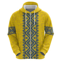 Blue Ukraine Folk Patterns Hoodie Simple Style