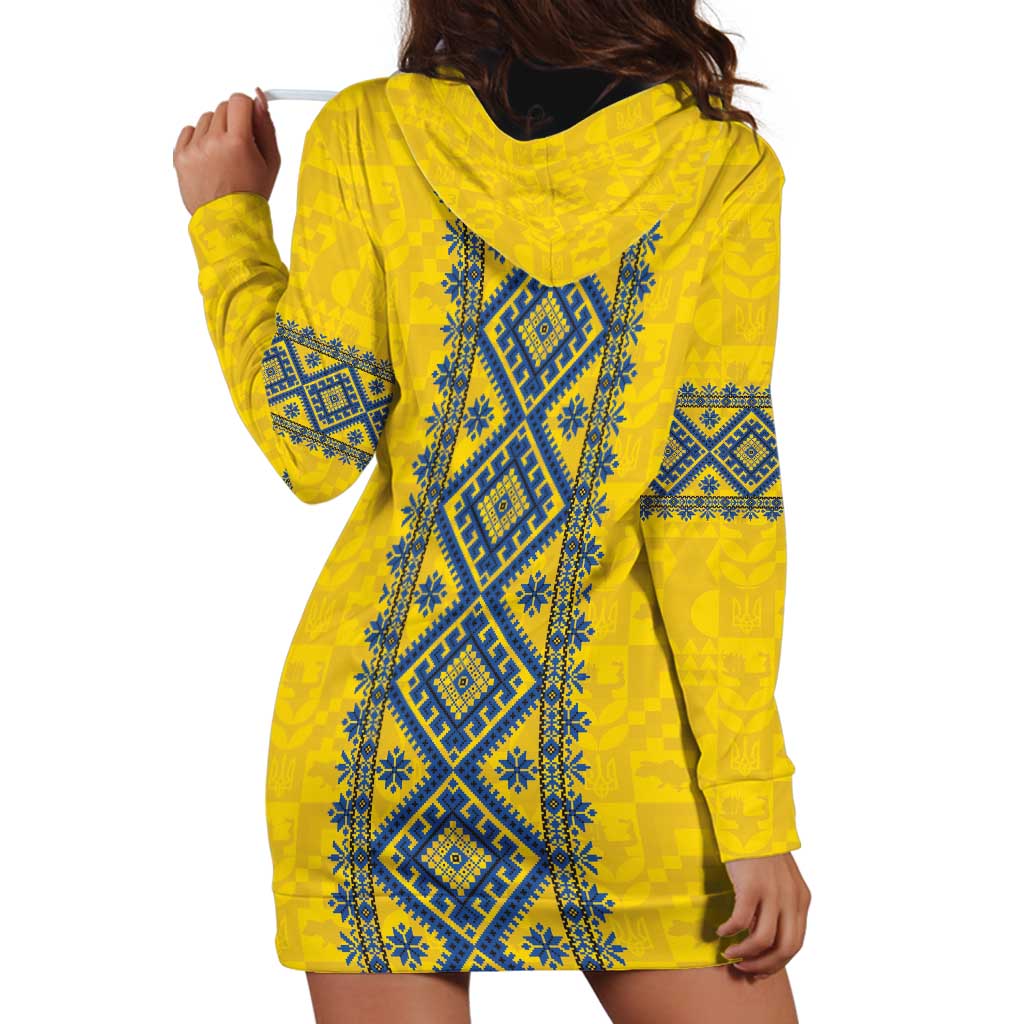 Blue Ukraine Folk Patterns Hoodie Dress Simple Style