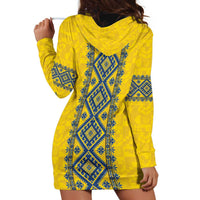 Blue Ukraine Folk Patterns Hoodie Dress Simple Style