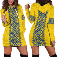 Blue Ukraine Folk Patterns Hoodie Dress Simple Style