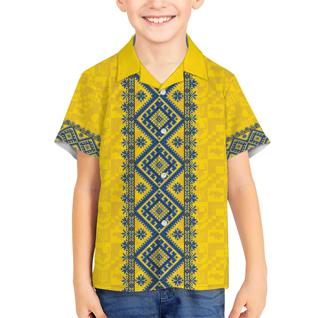 Blue Ukraine Folk Patterns Kid Hawaiian Shirt Simple Style