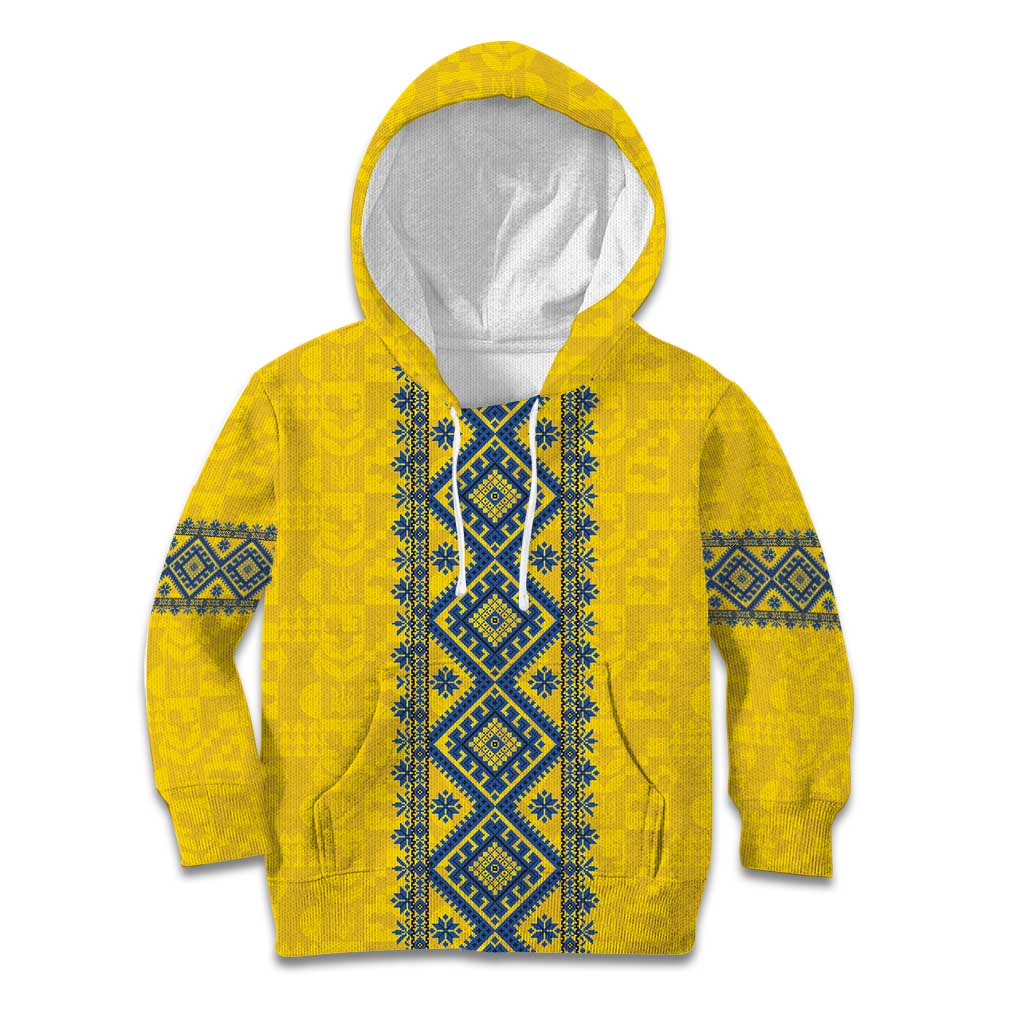 Blue Ukraine Folk Patterns Kid Hoodie Simple Style