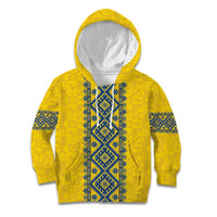 Blue Ukraine Folk Patterns Kid Hoodie Simple Style