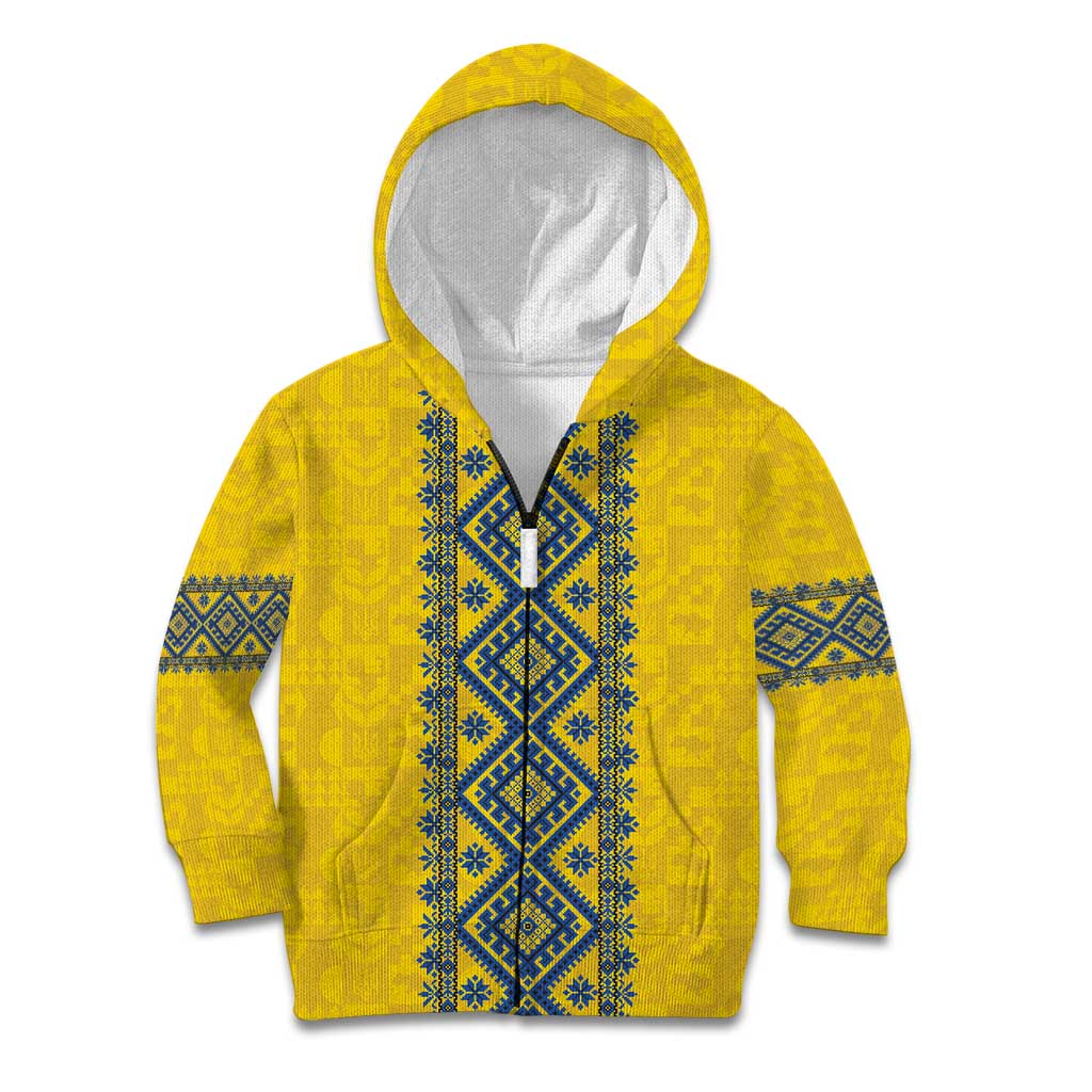 Blue Ukraine Folk Patterns Kid Hoodie Simple Style