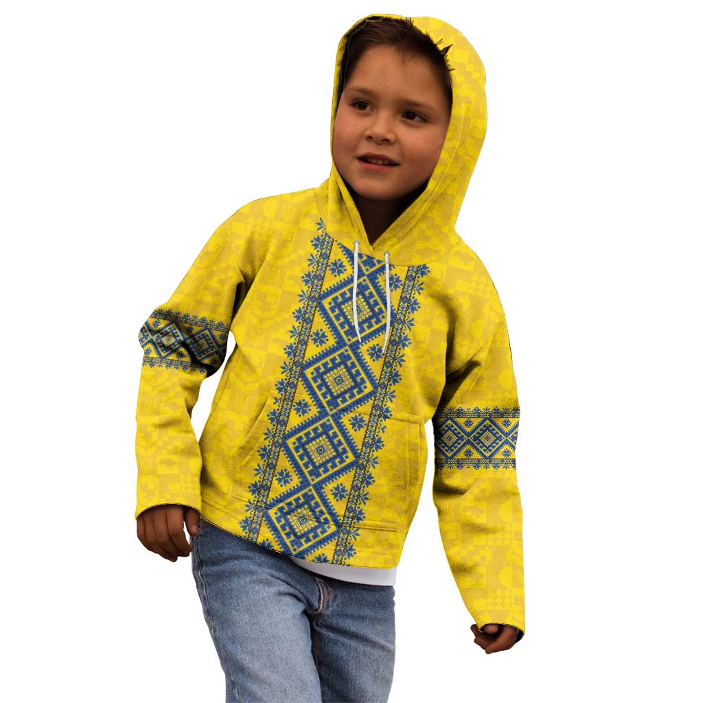 Blue Ukraine Folk Patterns Kid Hoodie Simple Style