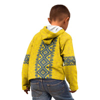 Blue Ukraine Folk Patterns Kid Hoodie Simple Style