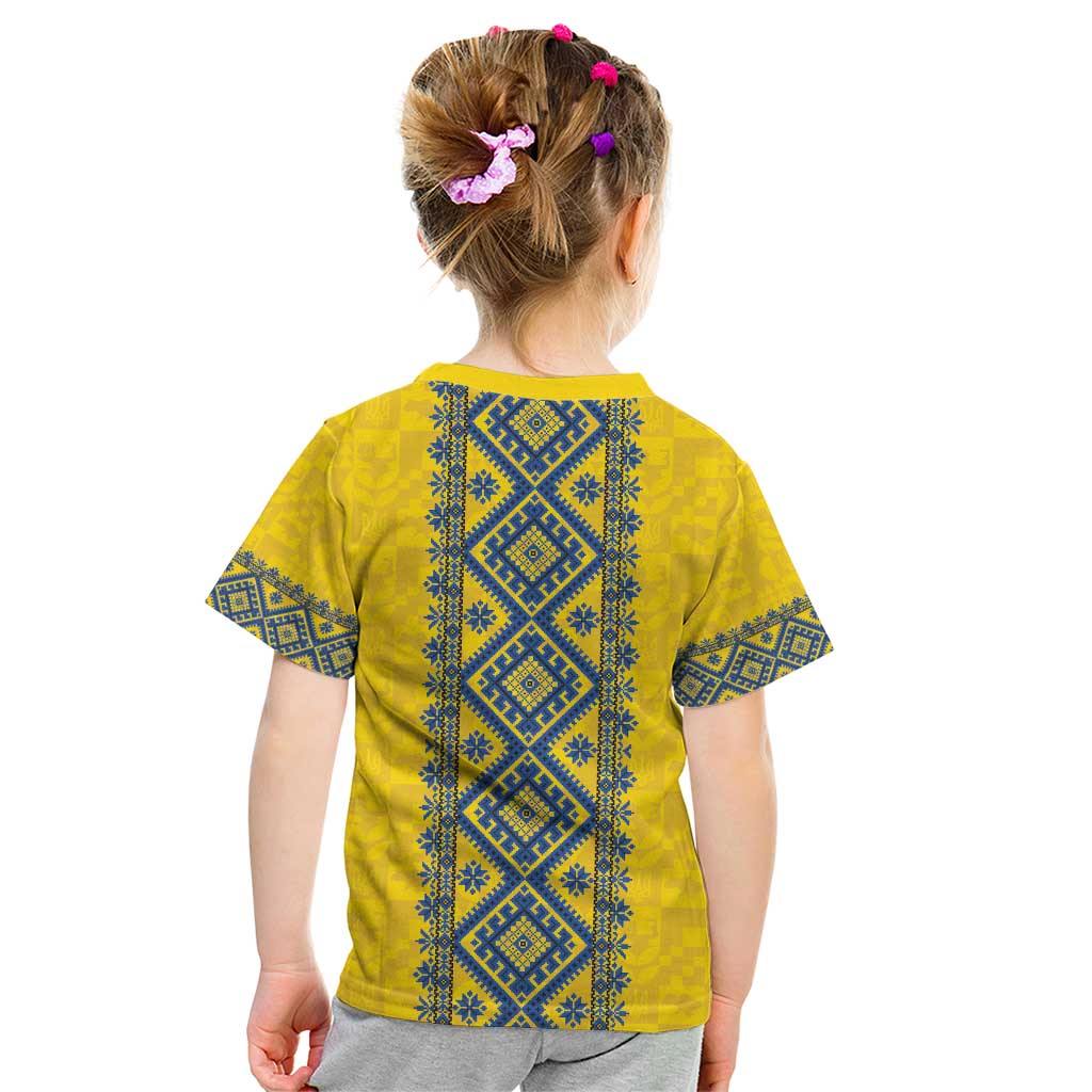 Blue Ukraine Folk Patterns Kid T Shirt Simple Style