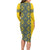 Blue Ukraine Folk Patterns Long Sleeve Bodycon Dress Simple Style