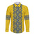 Blue Ukraine Folk Patterns Long Sleeve Button Shirt Simple Style