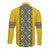 Blue Ukraine Folk Patterns Long Sleeve Button Shirt Simple Style