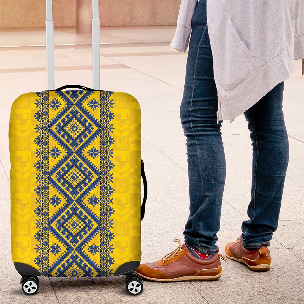 Blue Ukraine Folk Patterns Luggage Cover Simple Style