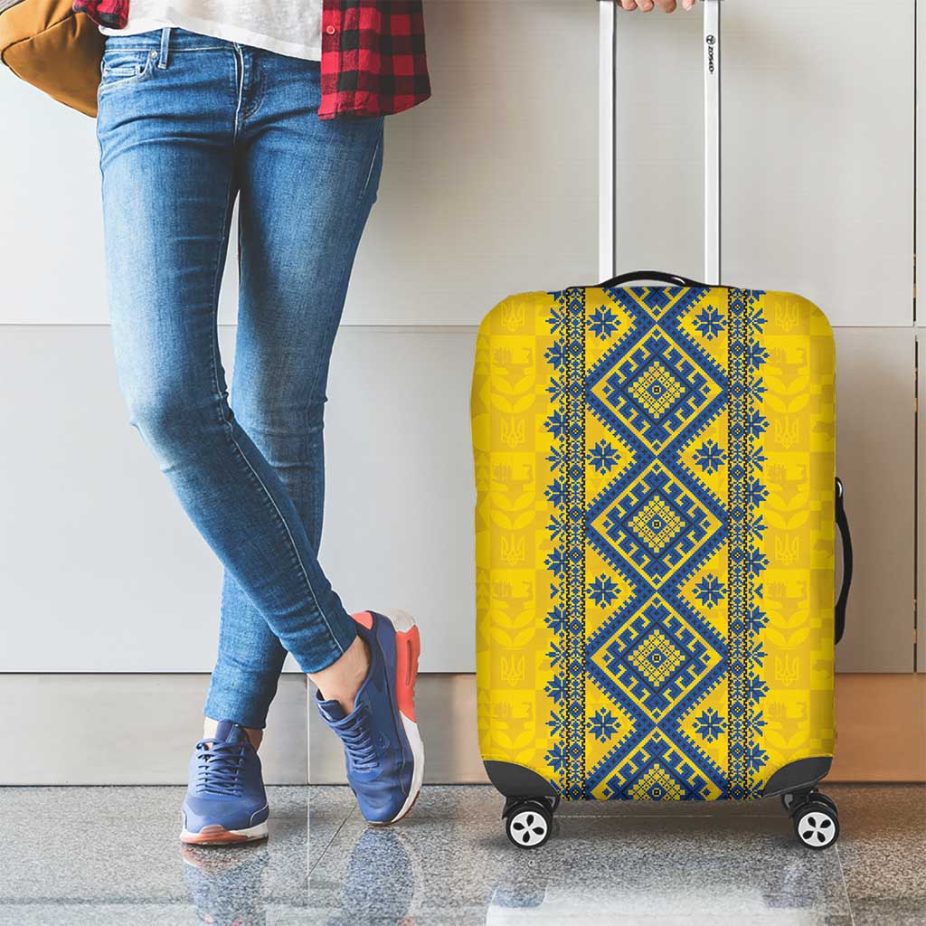 Blue Ukraine Folk Patterns Luggage Cover Simple Style