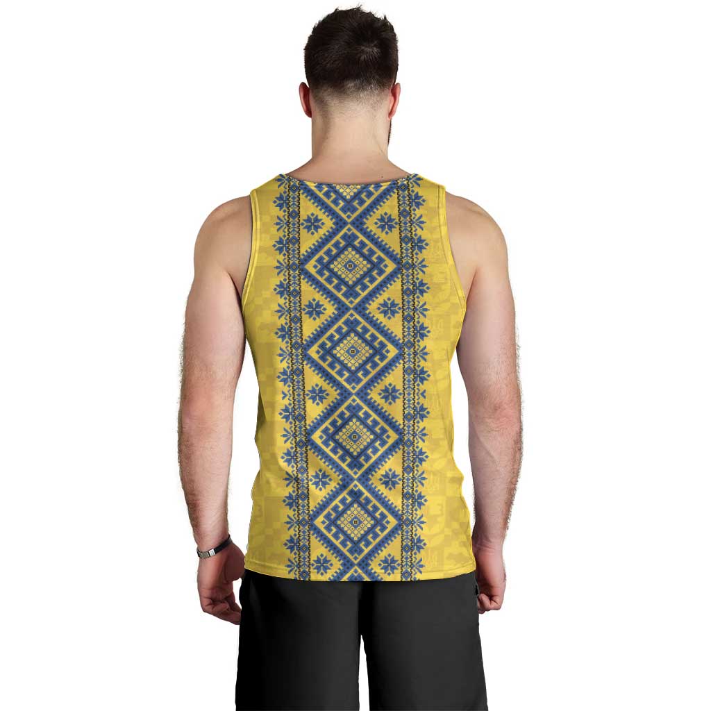 Blue Ukraine Folk Patterns Men Tank Top Simple Style