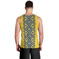 Blue Ukraine Folk Patterns Men Tank Top Simple Style
