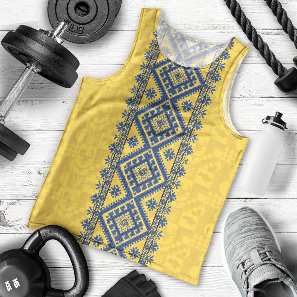 Blue Ukraine Folk Patterns Men Tank Top Simple Style