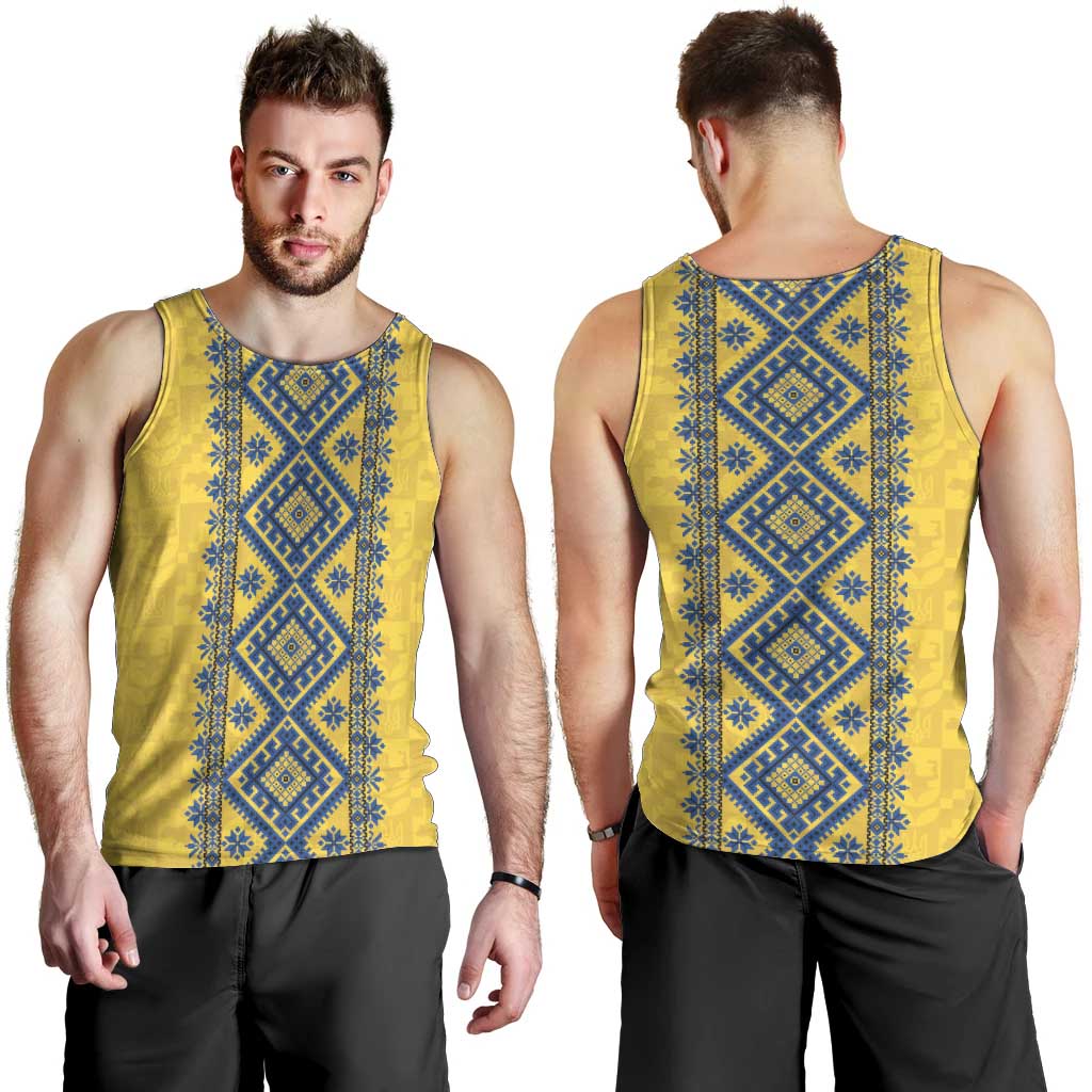 Blue Ukraine Folk Patterns Men Tank Top Simple Style