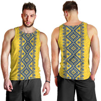 Blue Ukraine Folk Patterns Men Tank Top Simple Style