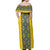 Blue Ukraine Folk Patterns Off Shoulder Maxi Dress Simple Style