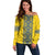 Blue Ukraine Folk Patterns Off Shoulder Sweater Simple Style