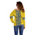 Blue Ukraine Folk Patterns Off Shoulder Sweater Simple Style