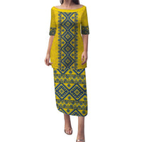 Blue Ukraine Folk Patterns Puletasi Simple Style