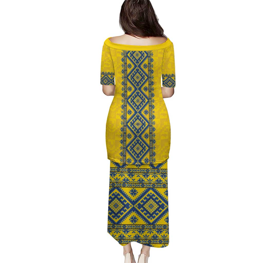 Blue Ukraine Folk Patterns Puletasi Simple Style