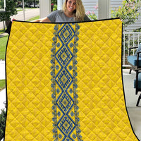 Blue Ukraine Folk Patterns Quilt Simple Style
