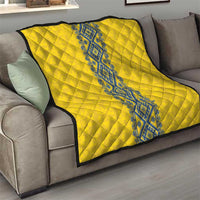 Blue Ukraine Folk Patterns Quilt Simple Style