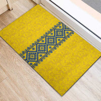 Blue Ukraine Folk Patterns Rubber Doormat Simple Style