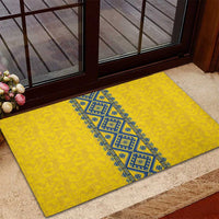 Blue Ukraine Folk Patterns Rubber Doormat Simple Style