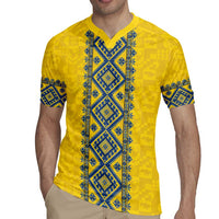 Blue Ukraine Folk Patterns Rugby Jersey Simple Style