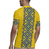 Blue Ukraine Folk Patterns Rugby Jersey Simple Style