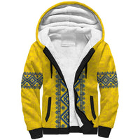 Blue Ukraine Folk Patterns Sherpa Hoodie Simple Style