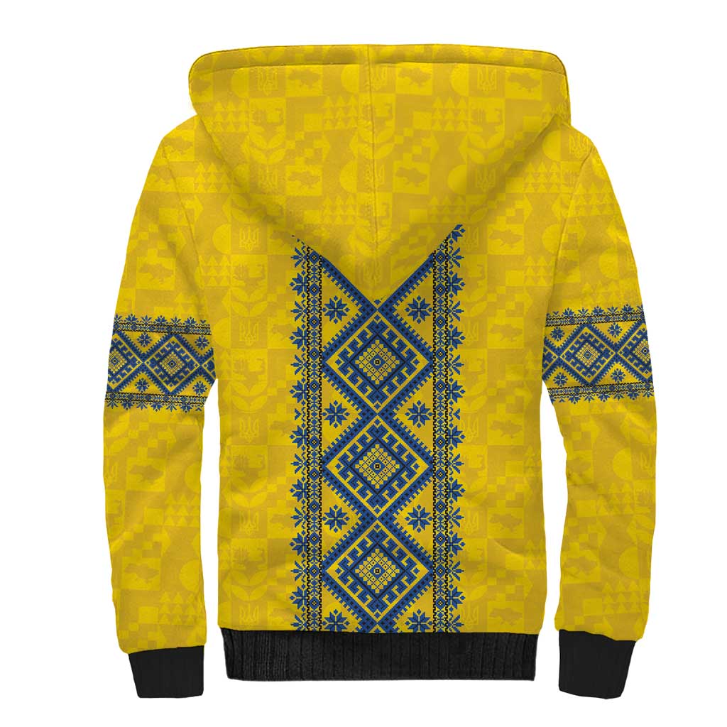 Blue Ukraine Folk Patterns Sherpa Hoodie Simple Style