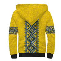 Blue Ukraine Folk Patterns Sherpa Hoodie Simple Style