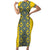Blue Ukraine Folk Patterns Short Sleeve Bodycon Dress Simple Style