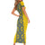 Blue Ukraine Folk Patterns Short Sleeve Bodycon Dress Simple Style