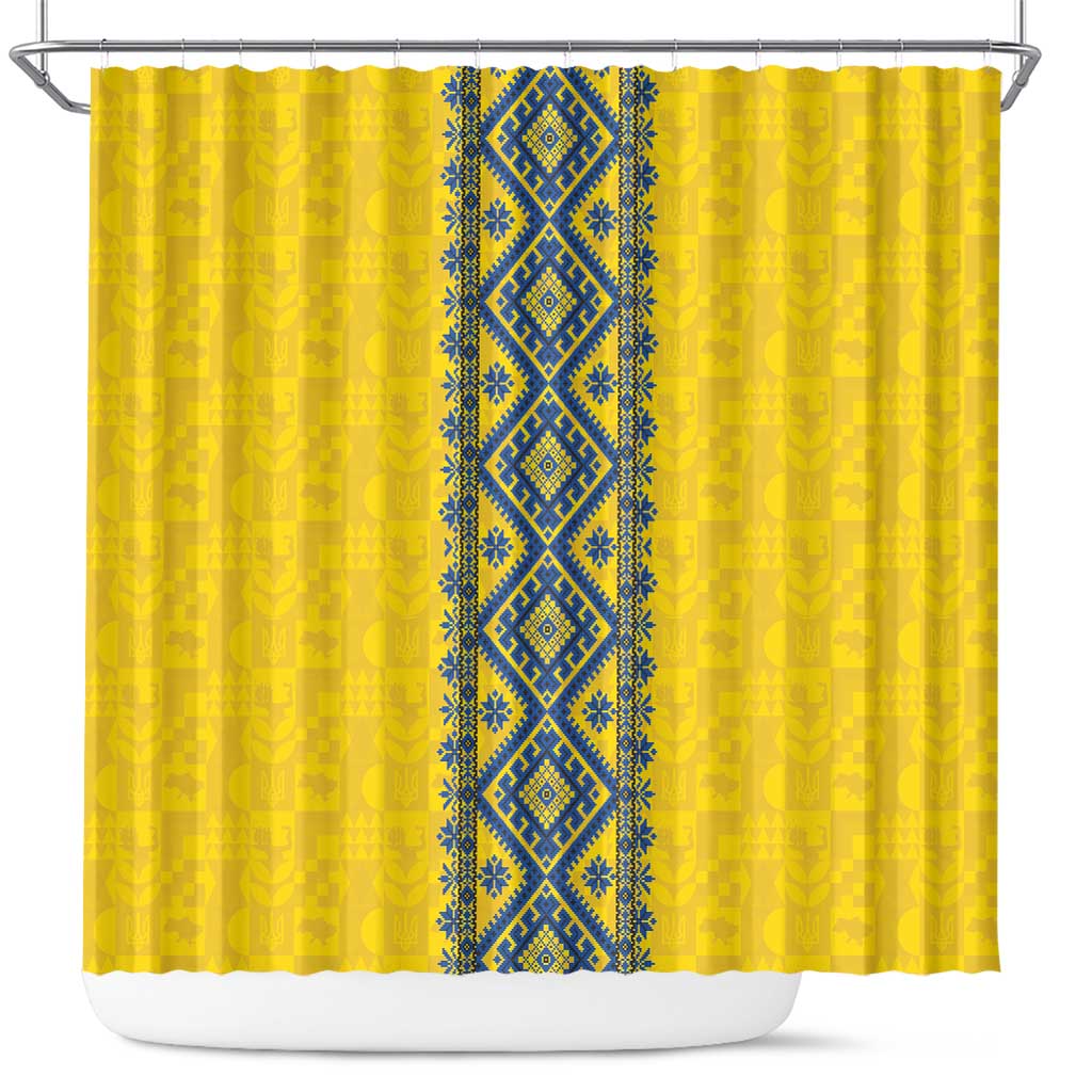 Blue Ukraine Folk Patterns Shower Curtain Simple Style