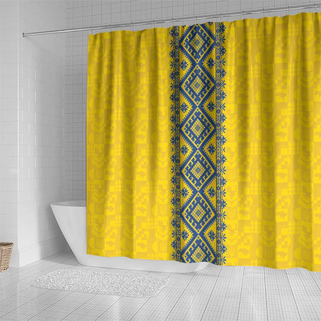 Blue Ukraine Folk Patterns Shower Curtain Simple Style