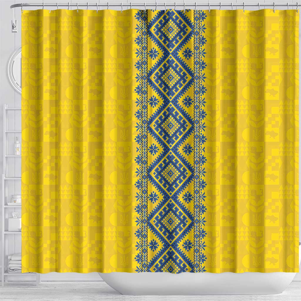 Blue Ukraine Folk Patterns Shower Curtain Simple Style